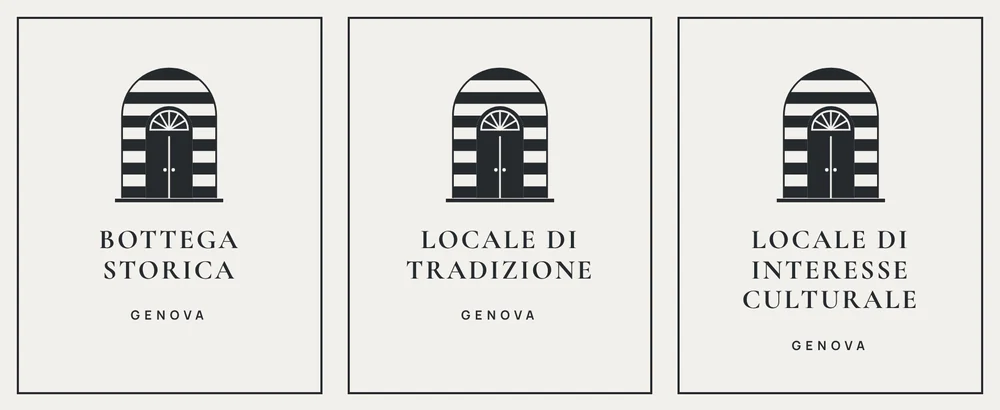 The three categories: Bottega storica, Locale di tradizione and Locale di interesse culturale